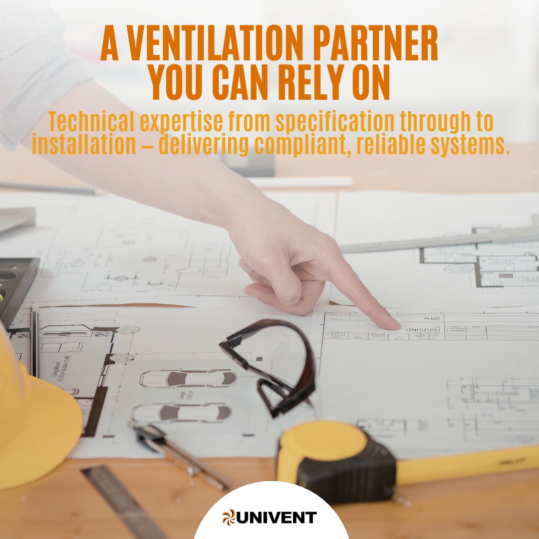 The right ventilation partner makes every stage of a project easier.

From initial specification support through to installation guidance, Univent provides technical expertise that helps projects stay compliant, efficient, and on schedule.

We understand the demands placed on consultants, contractors and developers — and we design systems that meet them.

Clear communication. Reliable performance. Long-term results.

Partner with Univent on your next project. Link in bio!

#SpecificationSupport #CommercialVentilation #BuildingServicesUK #EngineeringExcellence #HVACUK #UniventUK