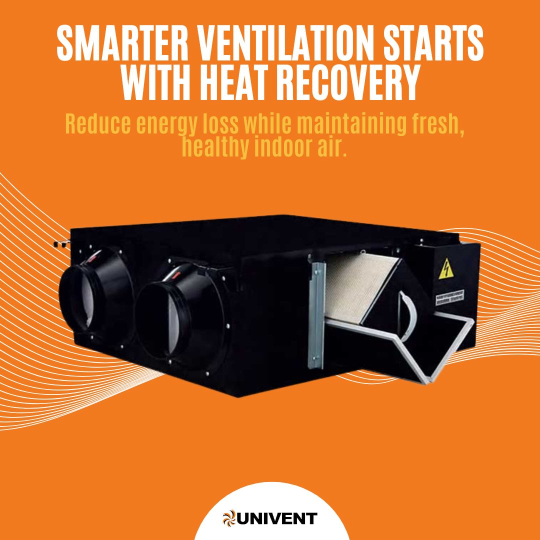 Efficient buildings need efficient airflow.

The UNI-HRU heat recovery unit is designed to maintain comfortable indoor temperatures while reducing wasted energy. By transferring heat between outgoing and incoming air, it helps stabilise indoor climates without overworking your heating or cooling systems.

With compact installation and ultra-quiet operation, it’s ideal for schools, offices and commercial buildings where performance and efficiency matter.

Smart ventilation. Better energy use. Healthier spaces.

Speak to our team about specifying a heat recovery system for your next project. Link in bio!

#HeatRecovery #VentilationSystems #HVACUK #EnergyEfficientBuildings #MechanicalVentilation #BuildingServices #ConstructionUK #IndoorAirQuality #Univent